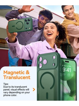 Magnetic Matte Shockproof Phone Case for ip17 pro – Full Camera Protection-Bottle green