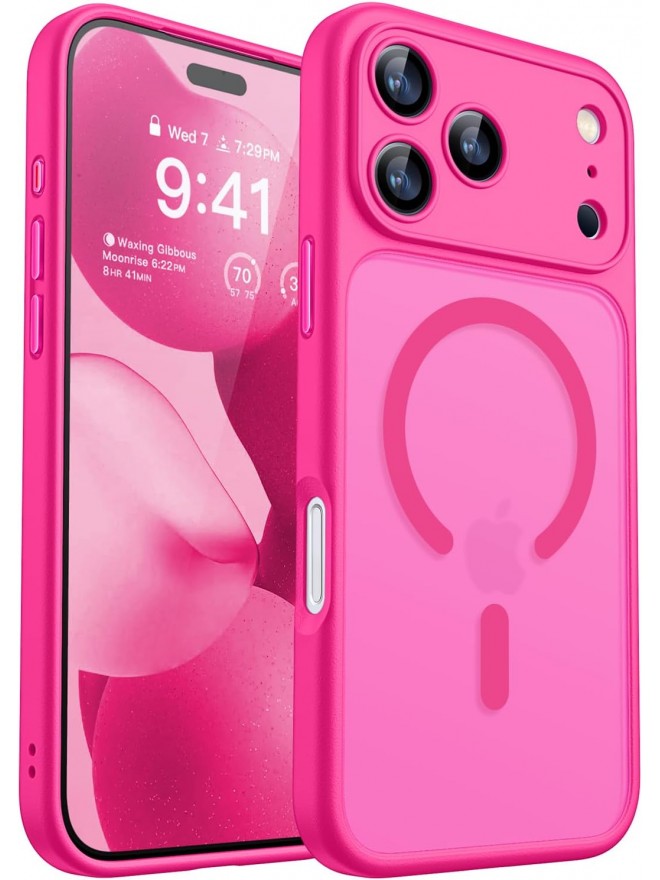 Magnetic Matte Shockproof Phone Case for ip17 pro max – Full Camera Protection-Pinkish