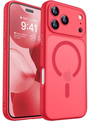 Magnetic Matte Shockproof Phone Case for ip17 pro max – Full Camera Protection-Red Magnetic Matte Shockproof Phone Case for ip17 pro max – Full Camera Protection-Red