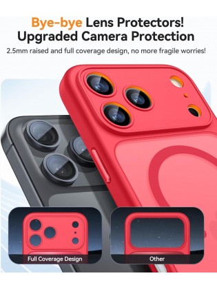 Magnetic Matte Shockproof Phone Case for ip17 pro – Full Camera Protection-Red