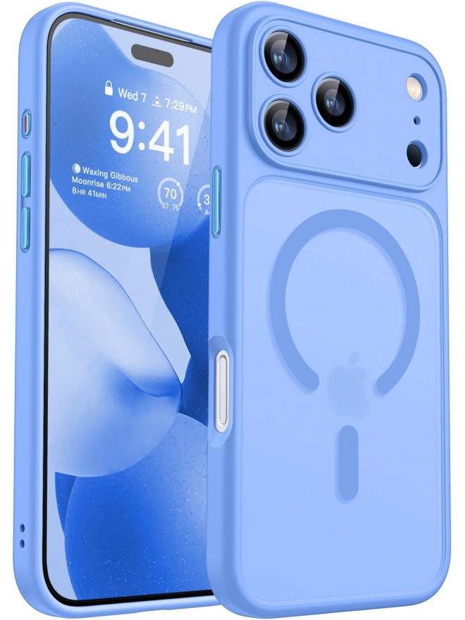 Magnetic Matte Shockproof Phone Case for ip17 pro max – Full Camera Protection-Aquamarine