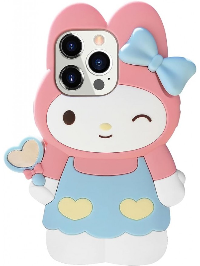 Cute Kawaii Cartoon 3D Soft SiliconePhone Case  (Pink/Blue)