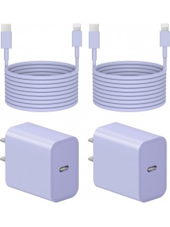 6 Ft iP Fast Charger   2-Pack 20W Super Fast Charger with Long Fast Charging Cable-Purple