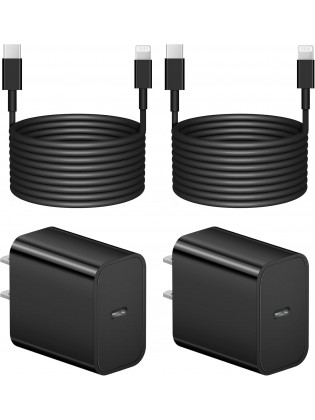 6 Ft iP Fast Charger   2-Pack 20W Super Fast Charger with Long Fast Charging Cable-Black